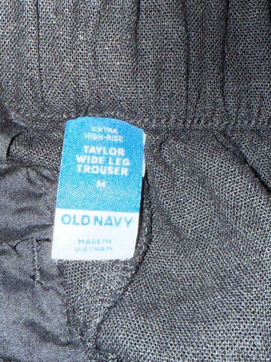 Old Navy Taylor Wide Leg Pants Medium Extra High Rise Linen Blend Black - Picture 7 of 9